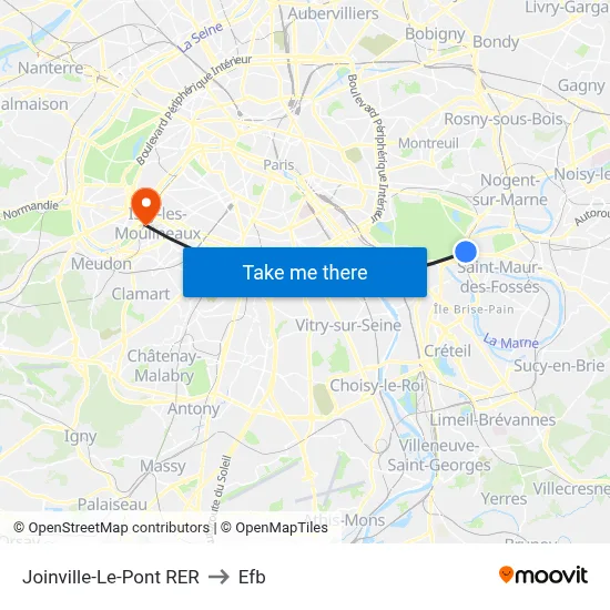 Joinville-Le-Pont RER to Efb map