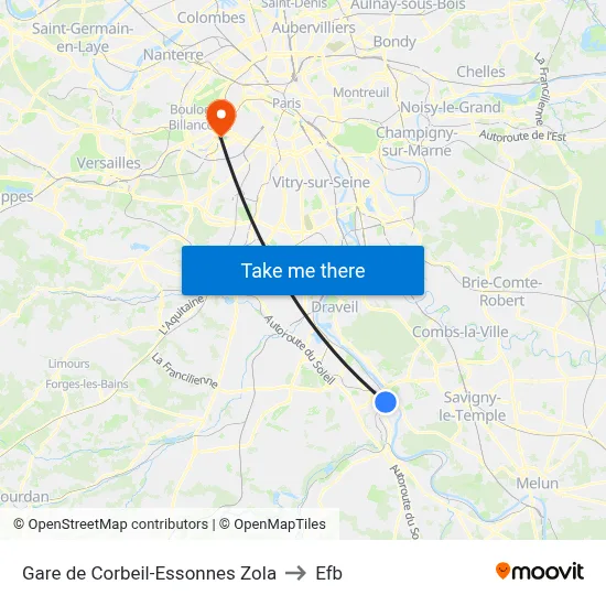 Gare de Corbeil-Essonnes Zola to Efb map