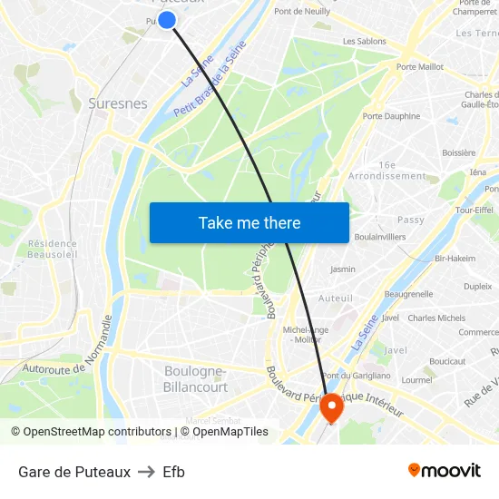 Gare de Puteaux to Efb map