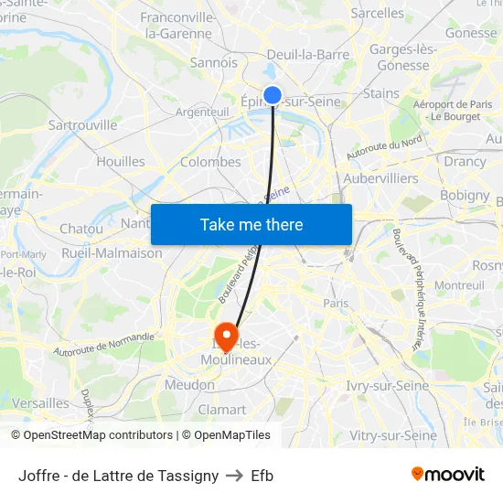 Joffre - de Lattre de Tassigny to Efb map