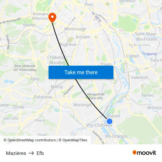 Mazières to Efb map