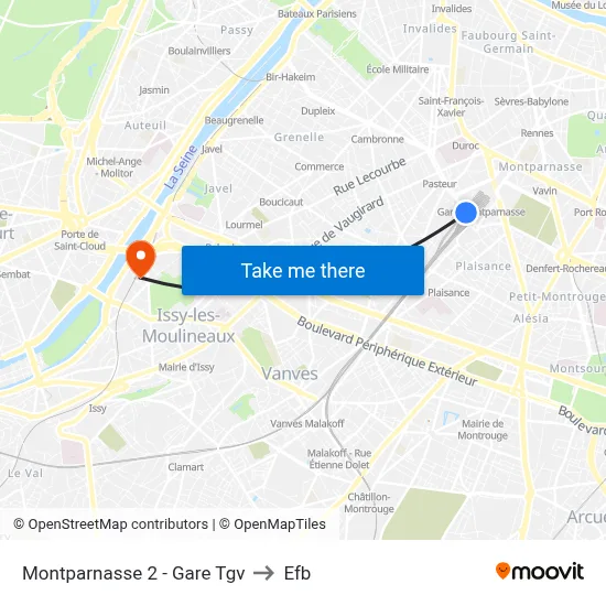 Montparnasse 2 - Gare Tgv to Efb map