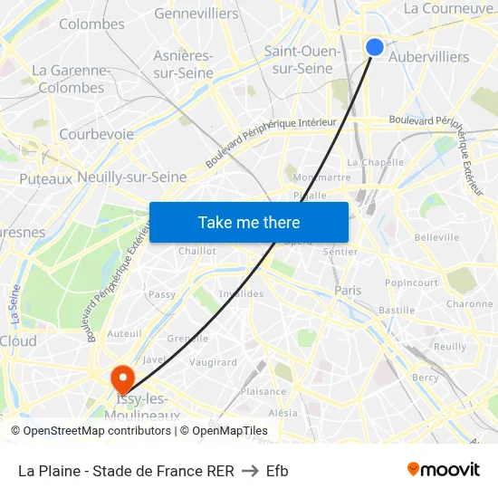 La Plaine - Stade de France RER to Efb map