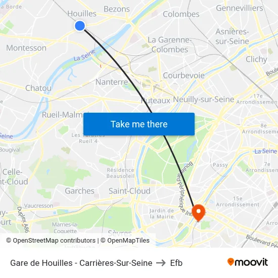 Gare de Houilles - Carrières-Sur-Seine to Efb map