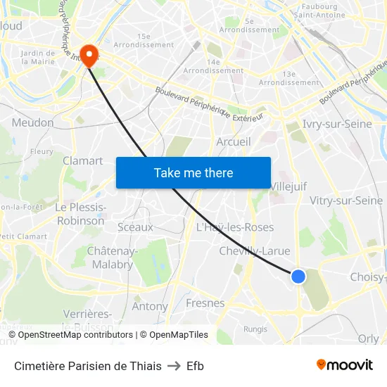 Cimetière Parisien de Thiais to Efb map