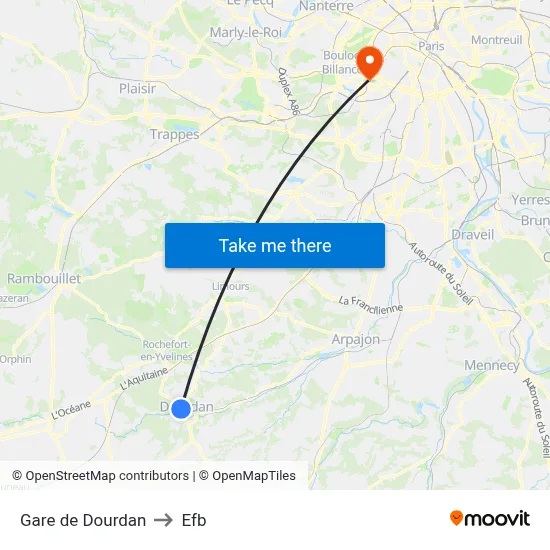 Gare de Dourdan to Efb map