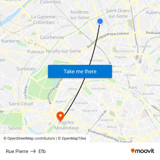 Rue Pierre to Efb map