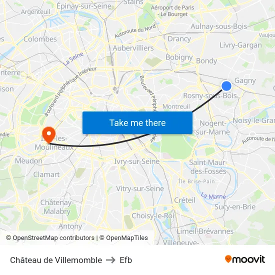 Château de Villemomble to Efb map