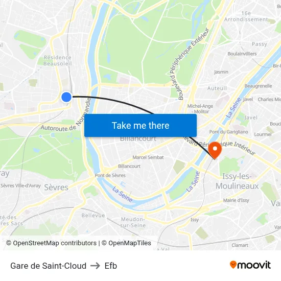 Gare de Saint-Cloud to Efb map