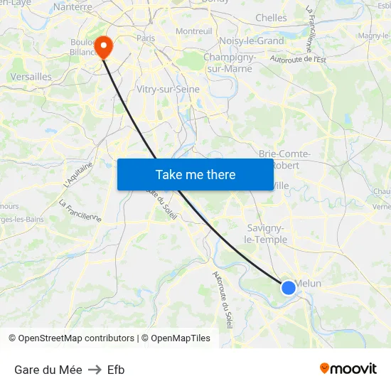 Gare du Mée to Efb map