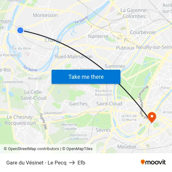 Gare du Vésinet - Le Pecq to Efb map