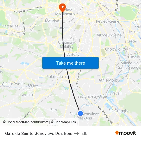 Gare de Sainte Geneviève Des Bois to Efb map