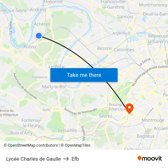 Lycée Charles de Gaulle to Efb map