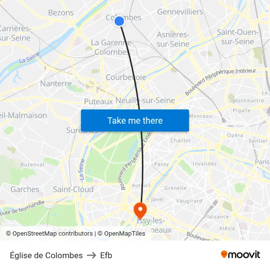 Église de Colombes to Efb map