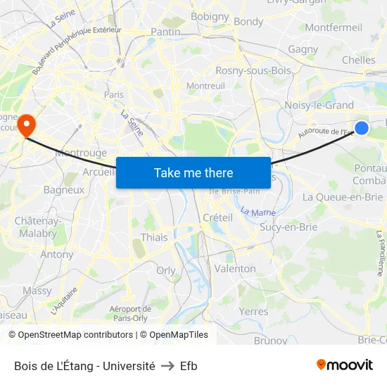 Bois de L'Étang - Université to Efb map