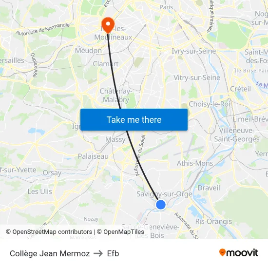 Collège Jean Mermoz to Efb map