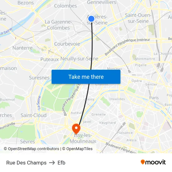 Rue Des Champs to Efb map