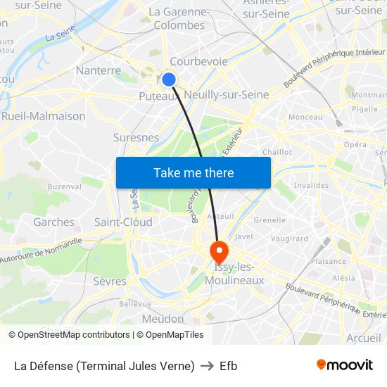 La Défense (Terminal Jules Verne) to Efb map