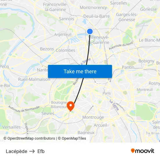 Lacépède to Efb map