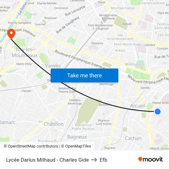 Lycée Darius Milhaud - Charles Gide to Efb map