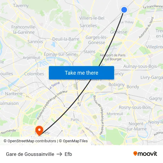 Gare de Goussainville to Efb map