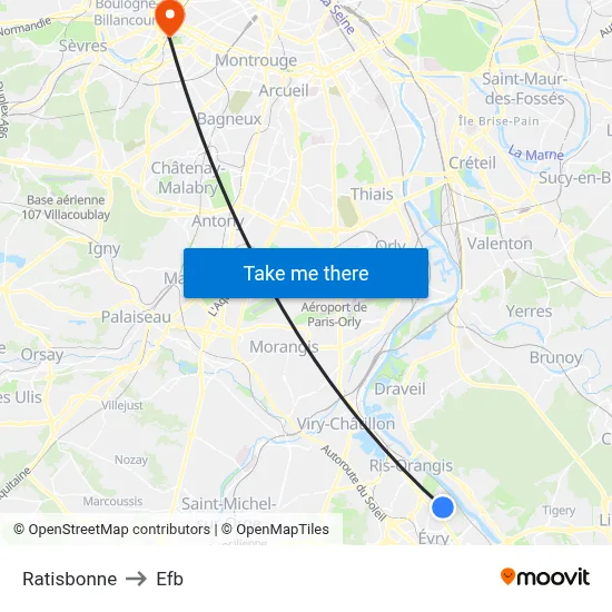 Ratisbonne to Efb map