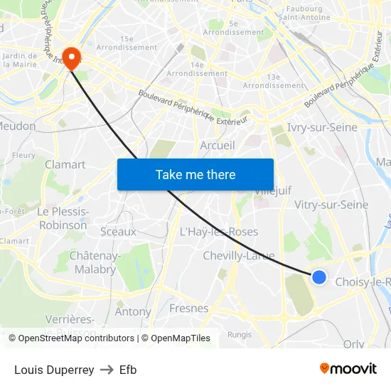 Louis Duperrey to Efb map