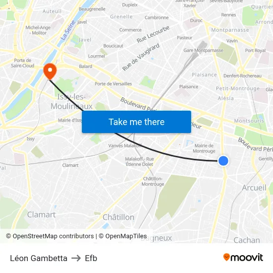 Léon Gambetta to Efb map
