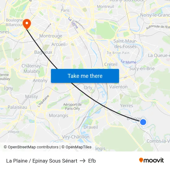 La Plaine / Epinay Sous Sénart to Efb map