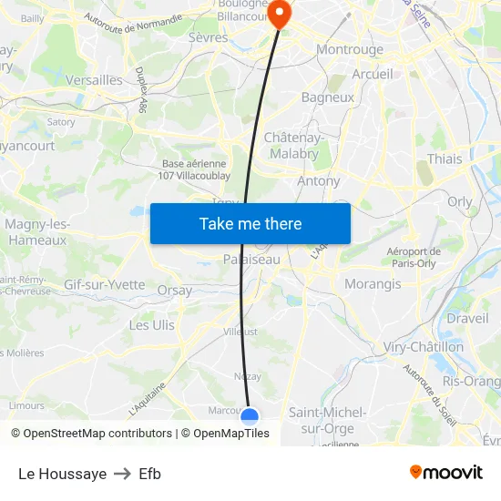 Le Houssaye to Efb map