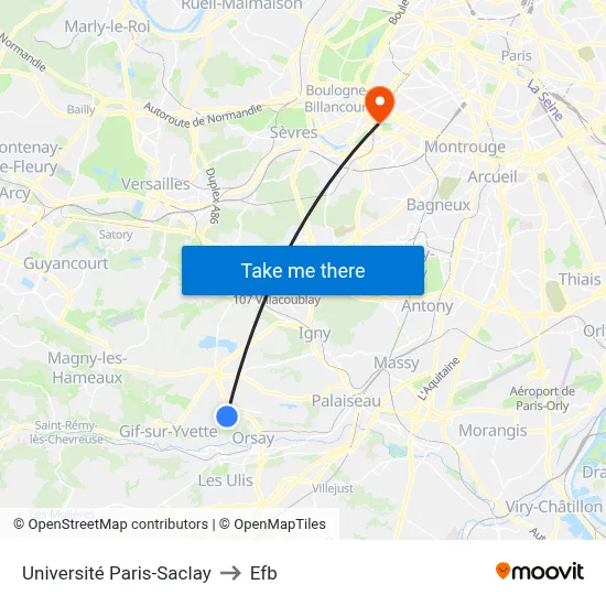 Université Paris-Saclay to Efb map