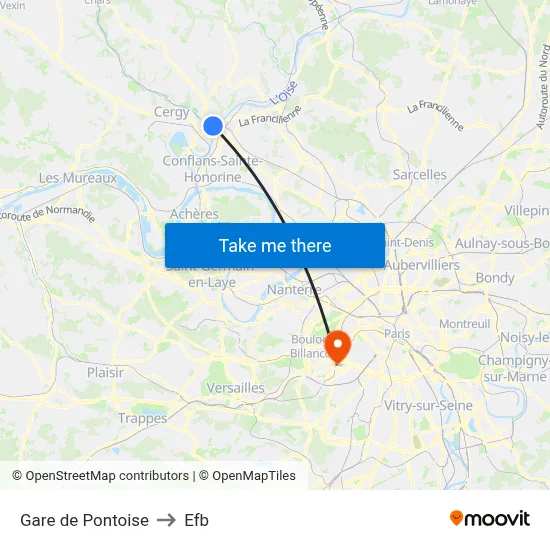 Gare de Pontoise to Efb map