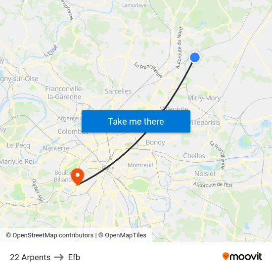 22 Arpents to Efb map