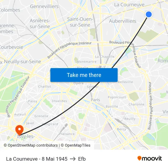 La Courneuve - 8 Mai 1945 to Efb map