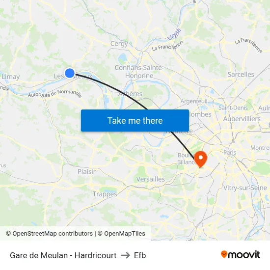 Gare de Meulan - Hardricourt to Efb map