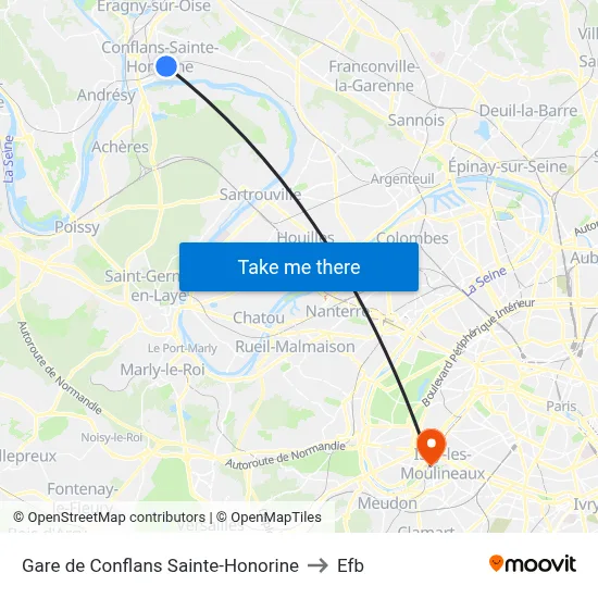 Gare de Conflans Sainte-Honorine to Efb map