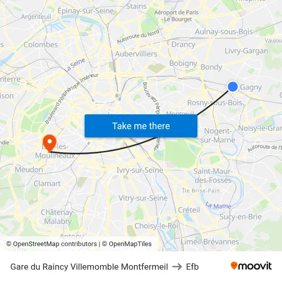 Gare du Raincy Villemomble Montfermeil to Efb map