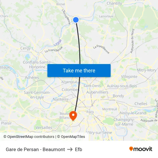 Gare de Persan - Beaumont to Efb map