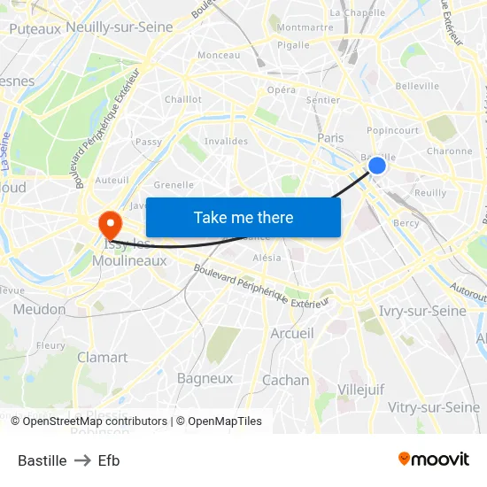 Bastille to Efb map