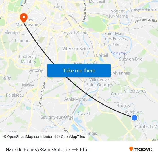 Gare de Boussy-Saint-Antoine to Efb map