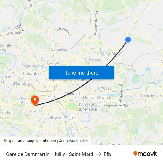 Gare de Dammartin - Juilly - Saint-Mard to Efb map