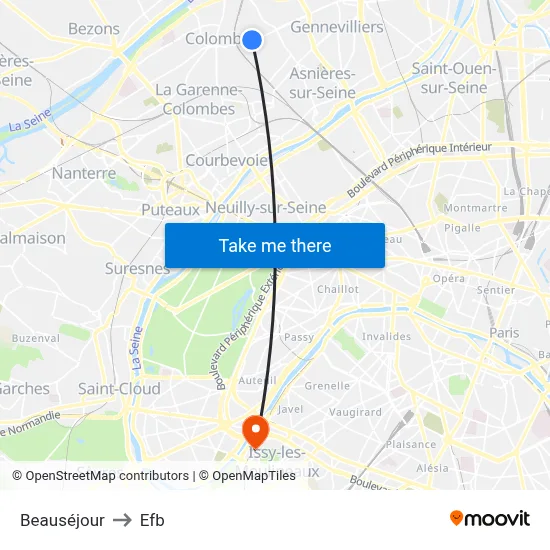 Beauséjour to Efb map