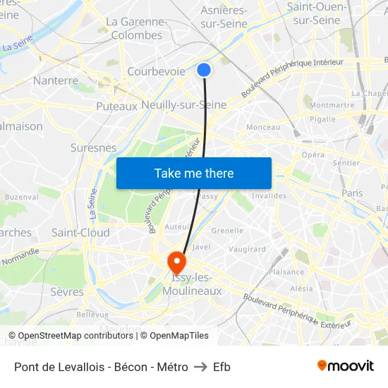 Pont de Levallois - Bécon - Métro to Efb map