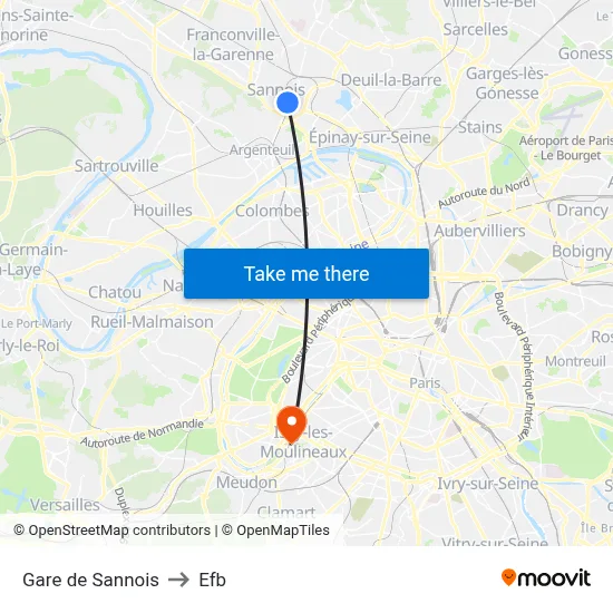 Gare de Sannois to Efb map