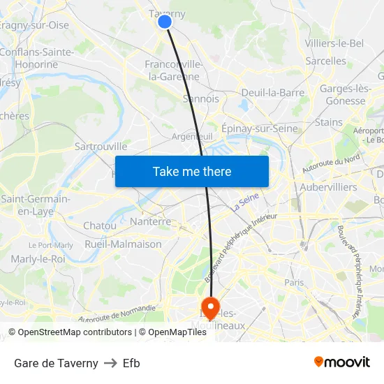 Gare de Taverny to Efb map