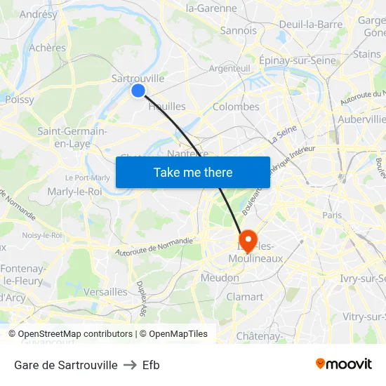 Gare de Sartrouville to Efb map