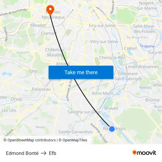 Edmond Bonté to Efb map