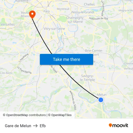 Gare de Melun to Efb map