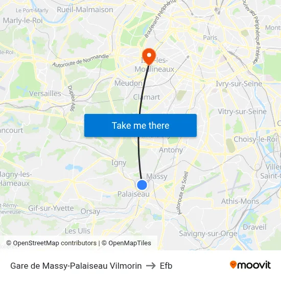 Gare de Massy-Palaiseau Vilmorin to Efb map