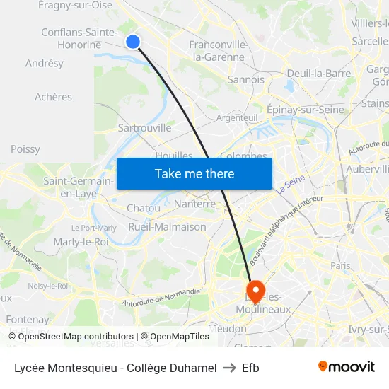 Lycée Montesquieu - Collège Duhamel to Efb map